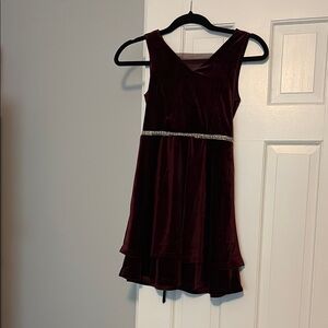 Speechless Burgundy Kids Formal Dress with Rhinestone Accent